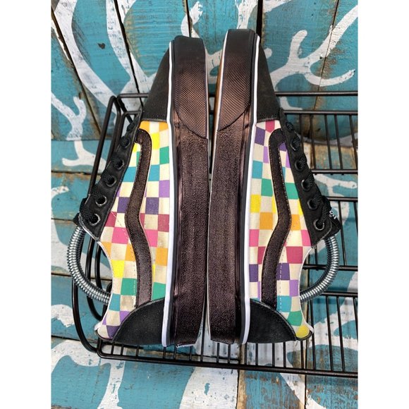 VANS Old Skool Checkered Skate Shoe 500714 Rainbow Multi Color Sz 6.5 Modified - Picture 8 of 10